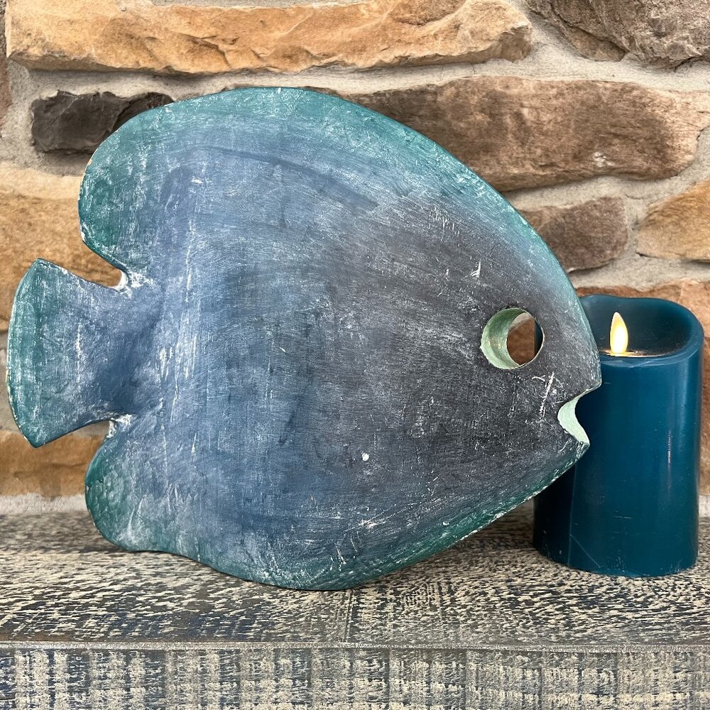 SALE!  Rustic Carved Wood Double Fish Decor